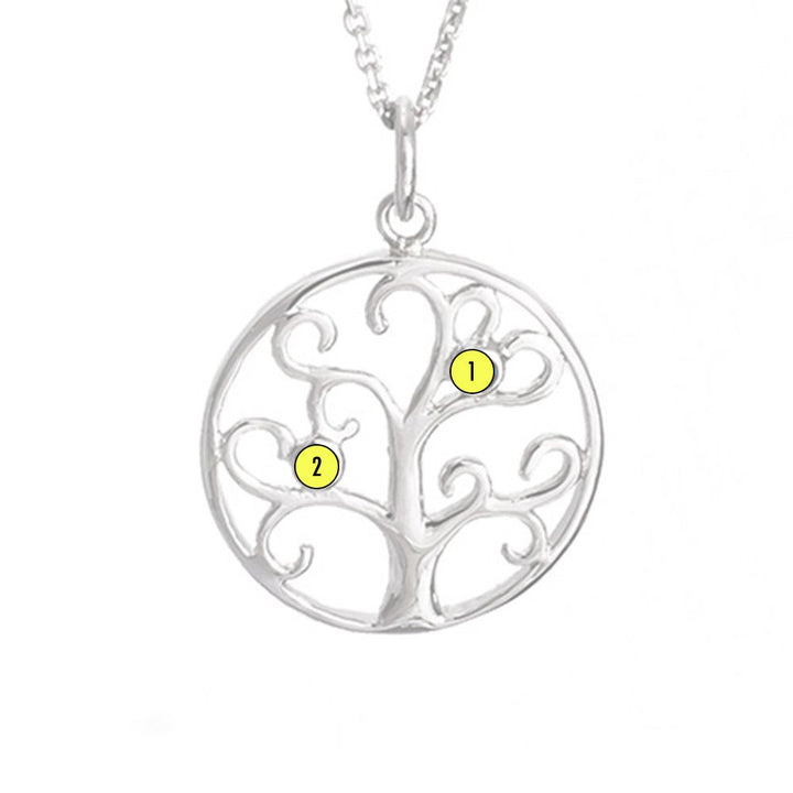 2 Stone Custom Birthstone Family Tree Pendant