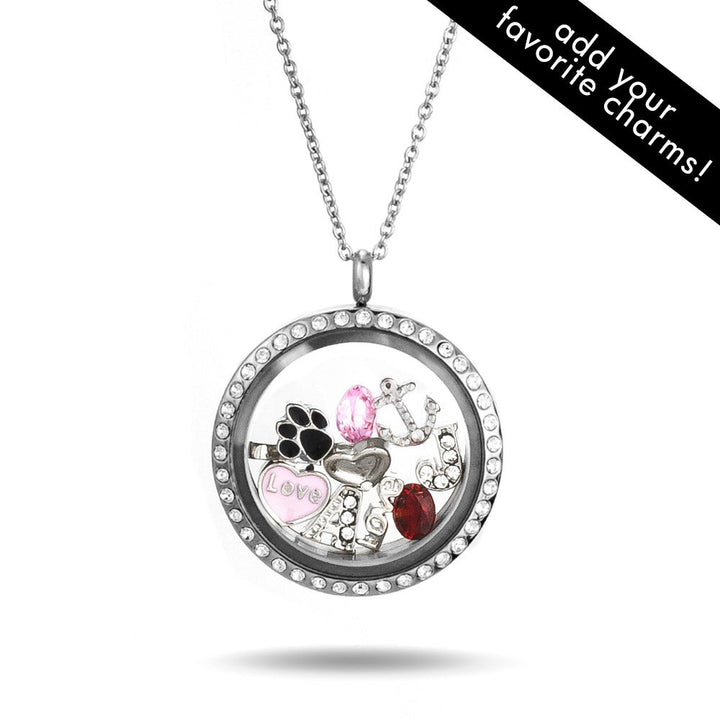 CZ Round Build A Charm Floating Locket