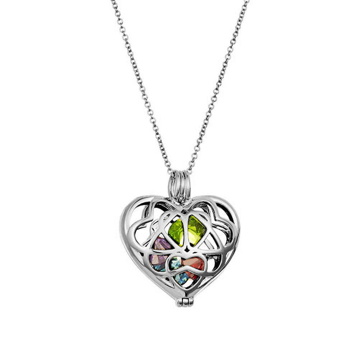 Custom Interlocking Hearts Birthstone Locket Necklace