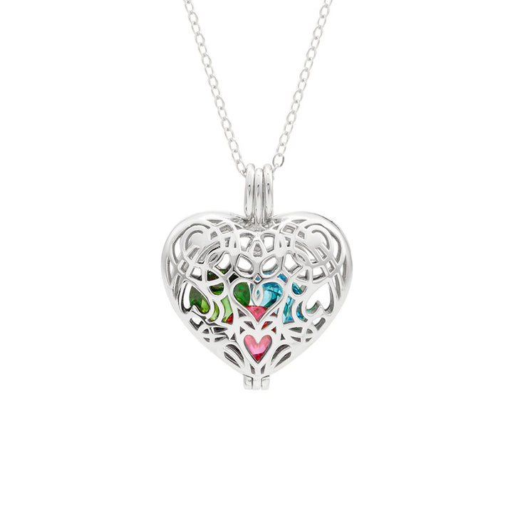 Filigree Heart Silver 4mm Round Birthstone Locket