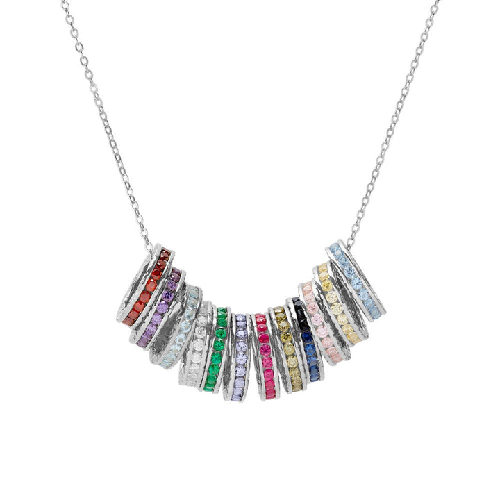 Personalized Stackable Birthstone Silver Eternity Charm Necklace