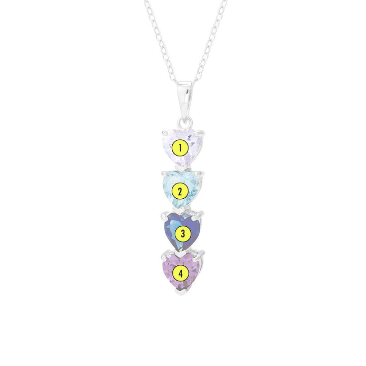 Personalized 4 Birthstone Heart Drop Necklace