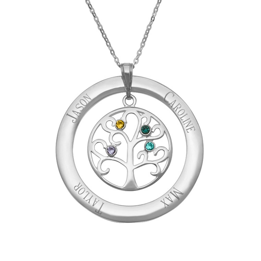 Personalized 4 Stone Family Tree Necklace