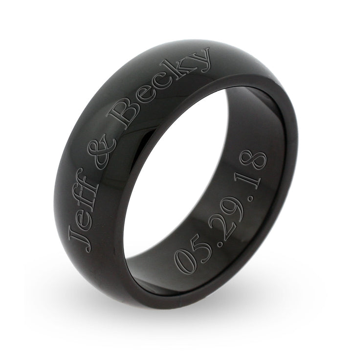 Men's Black Plated Stainless Steel 7mm Ring