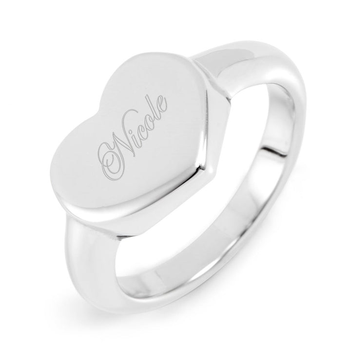 Stainless Steel Heart Signet Ring