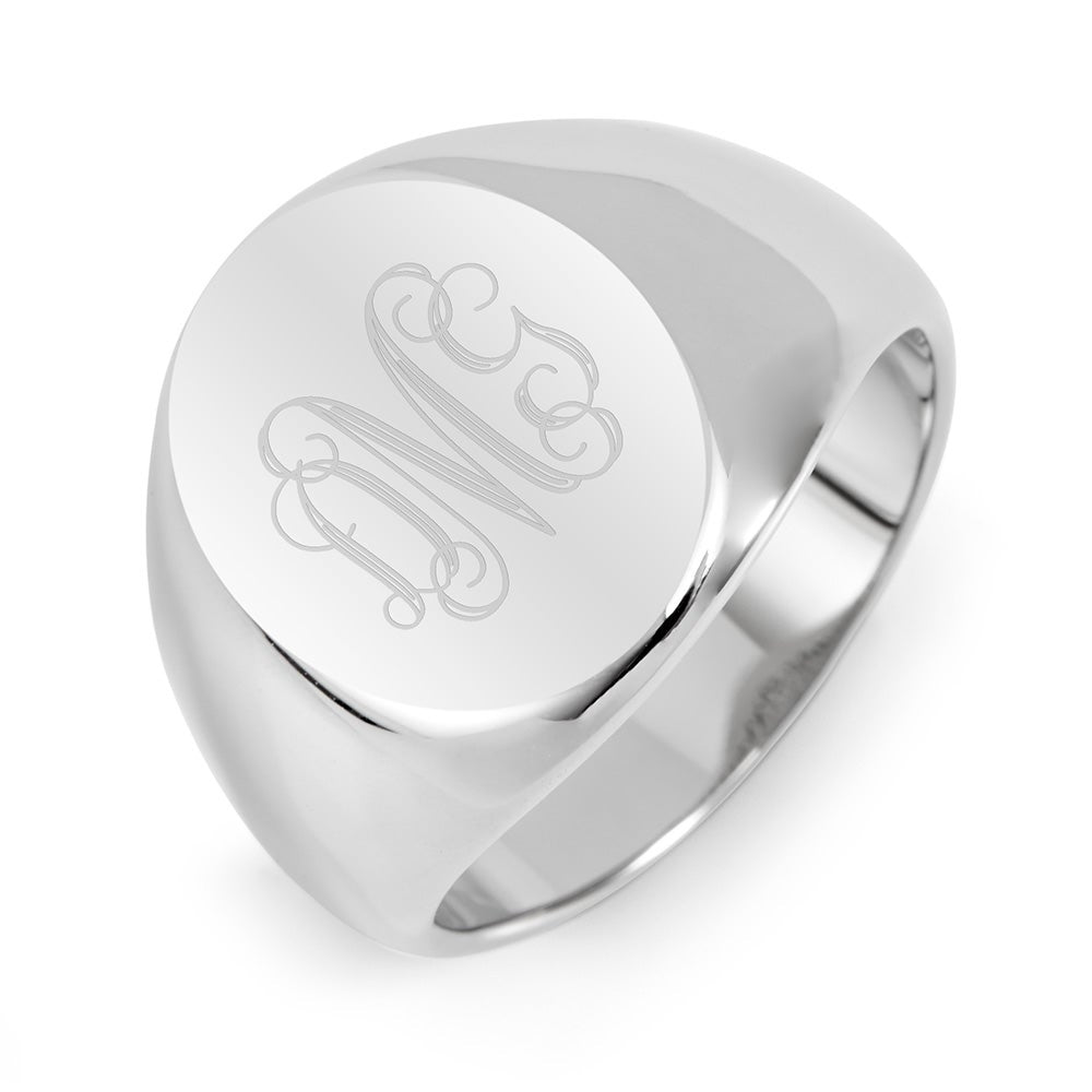 Mens Oval Cut Stainless Steel Signet Ring