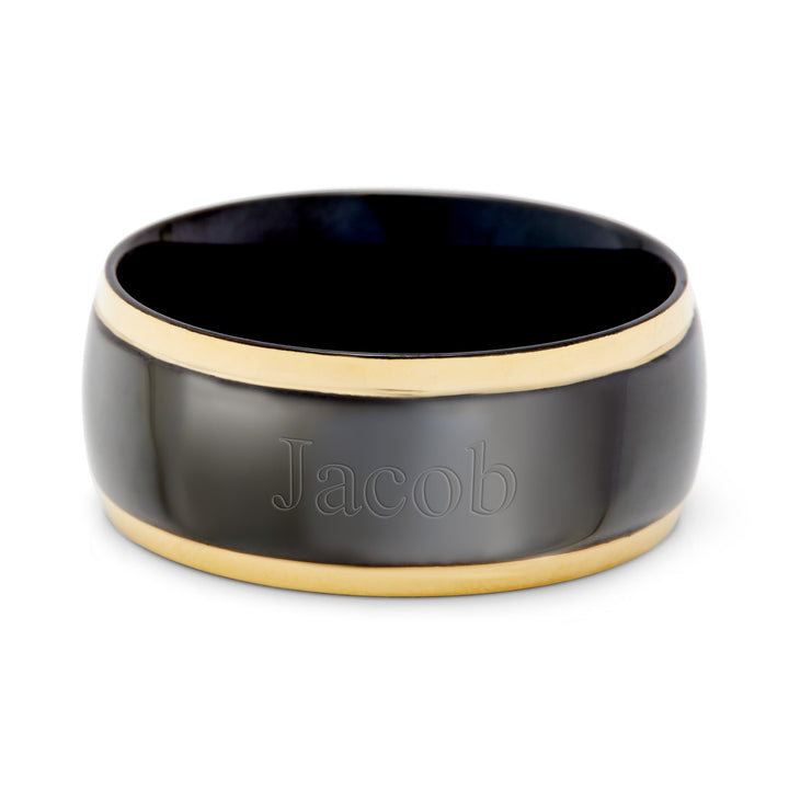 Men's Black Plate Gold Lined Steel Band