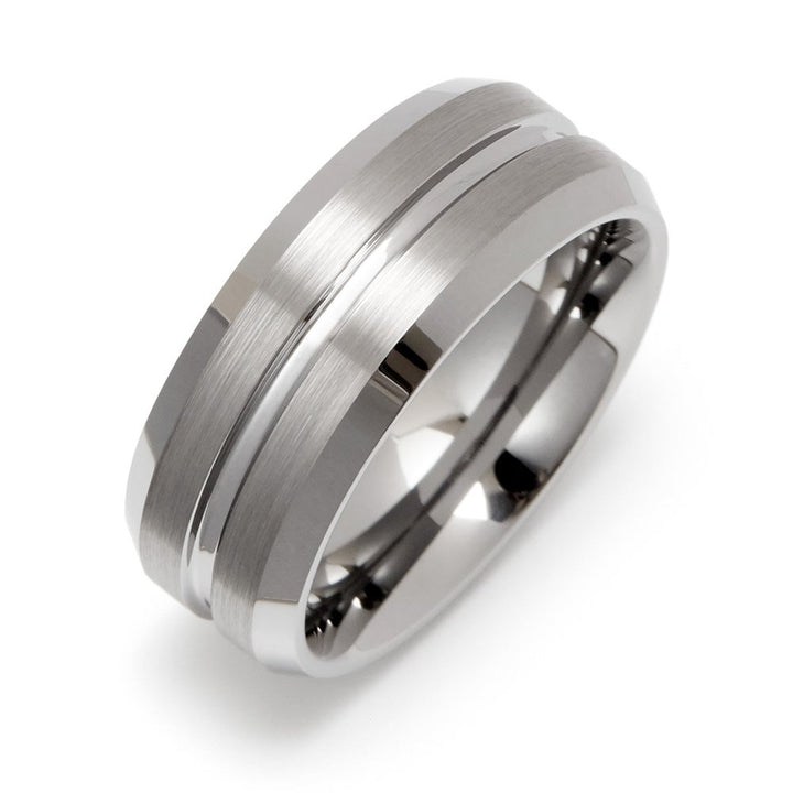 Men's Wide Groove Tungsten Wedding Band