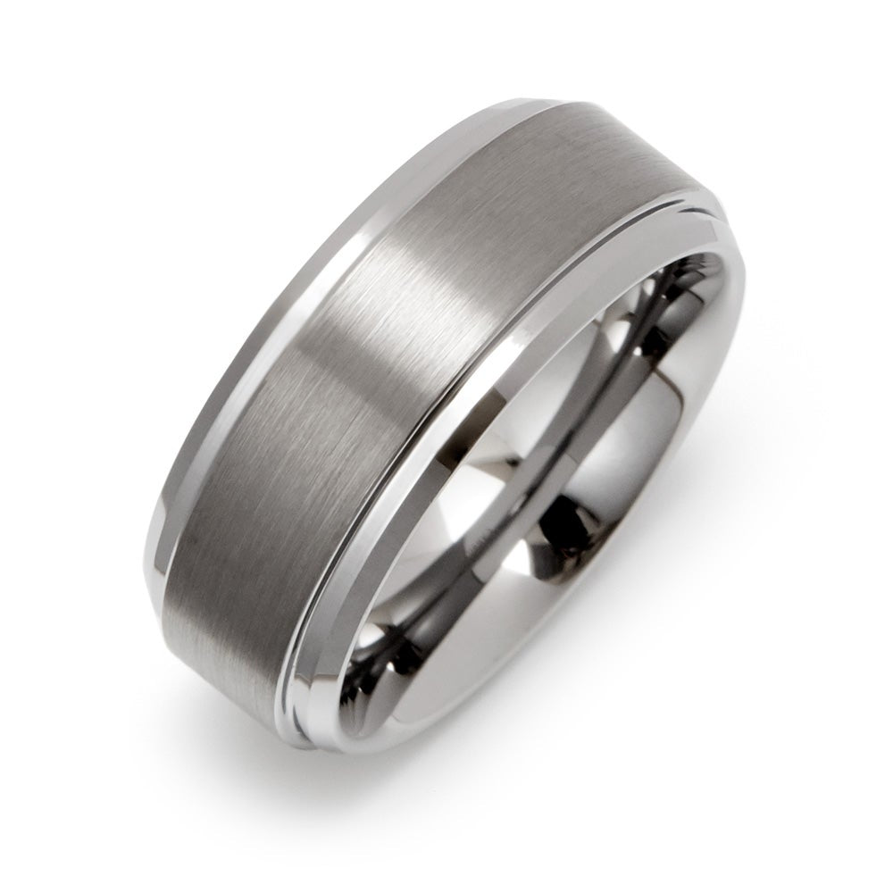 8mm Raised Center Tungsten Ring