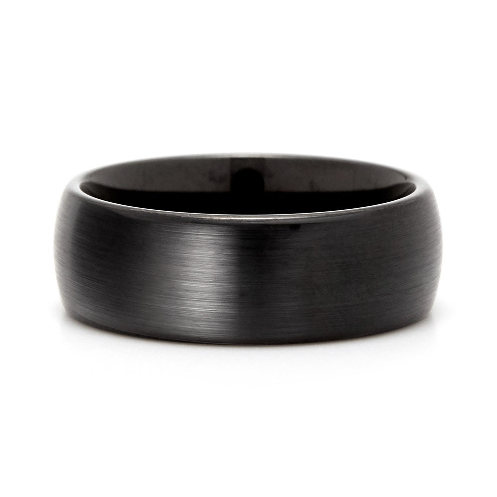 8mm Brushed Finish Black Comfort Fit Tungsten Ring