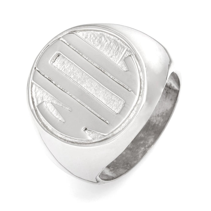 Block Monogram Silver Signet Ring