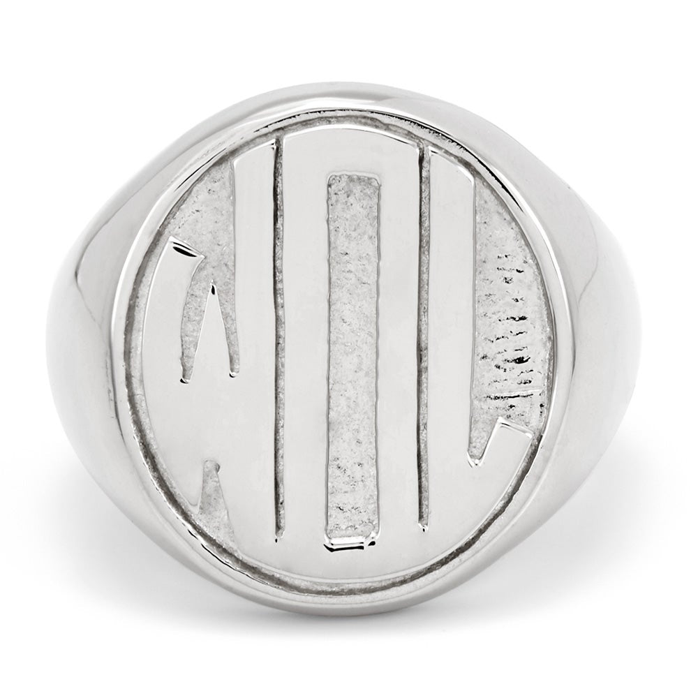 Block Monogram Silver Signet Ring