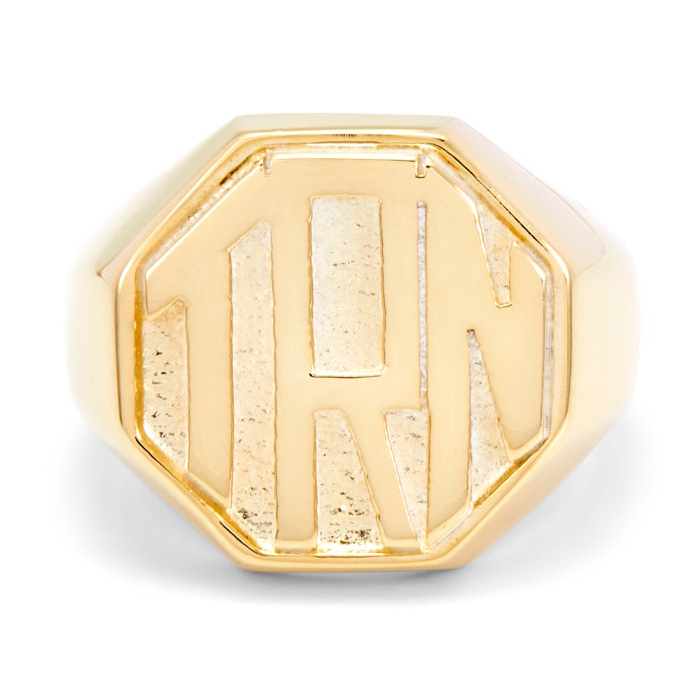 Block Monogram Octagon Gold Signet Ring