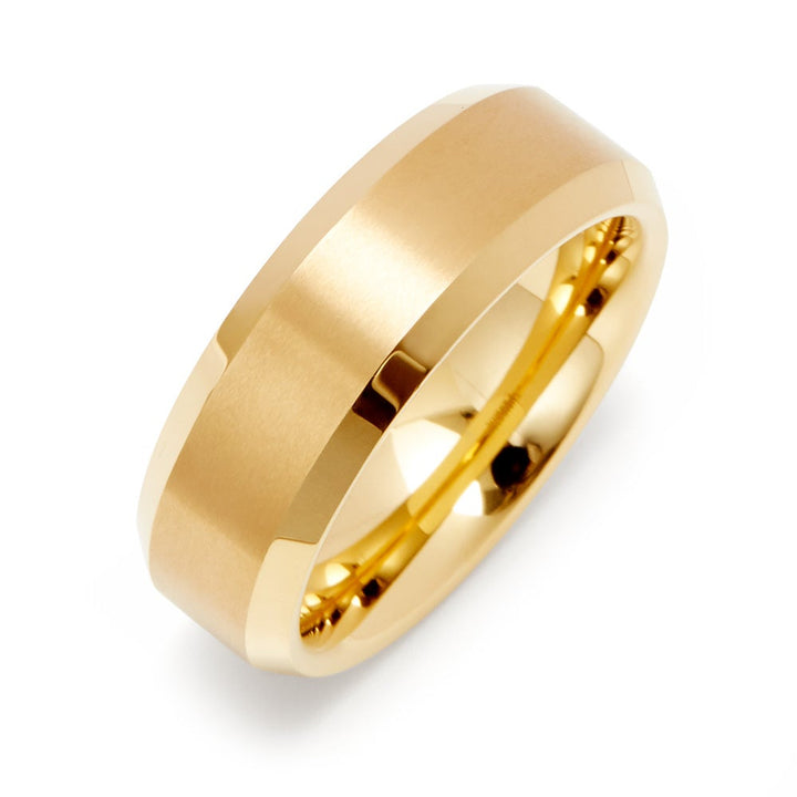 Men's Brushed Gold Tungsten Ring