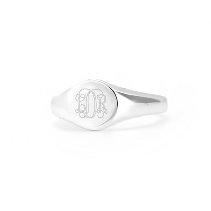 Petite Round Sterling Silver Signet Ring