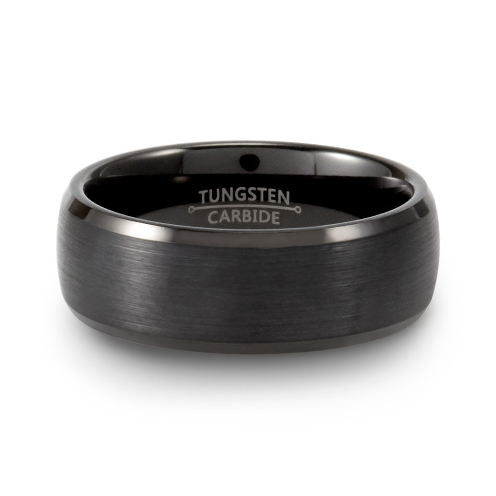 Men's Brushed Black Beveled Edge Tungsten Ring