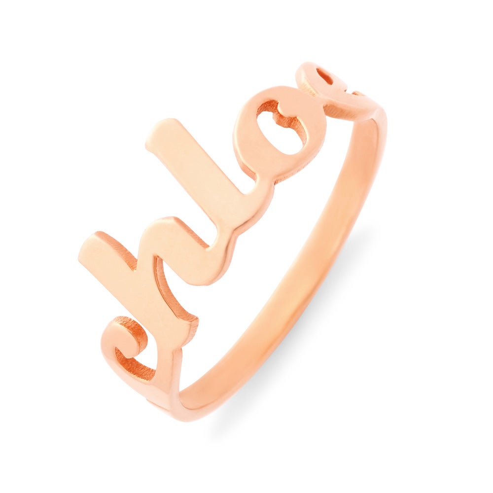 Magnolia Script Custom Rose Gold Name Ring