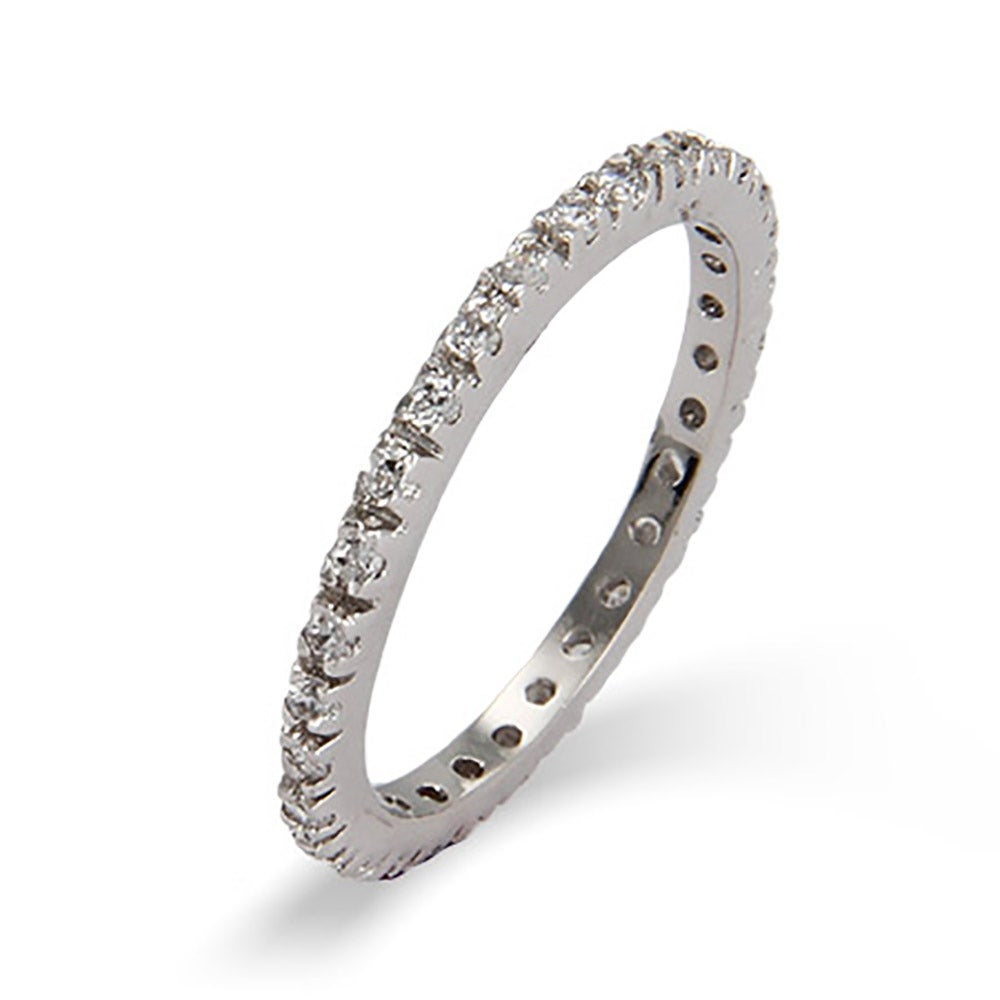 Diamond CZ Sterling Silver Stackable Eternity Band