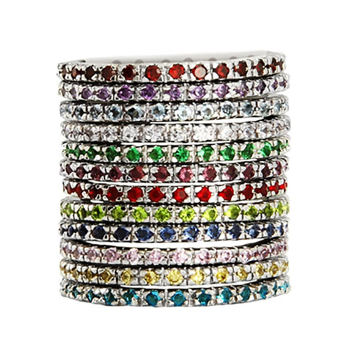 Ruby CZ Sterling Silver Stackable Eternity Band