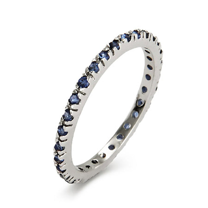 Sapphire CZ Sterling Silver Stackable Eternity Band