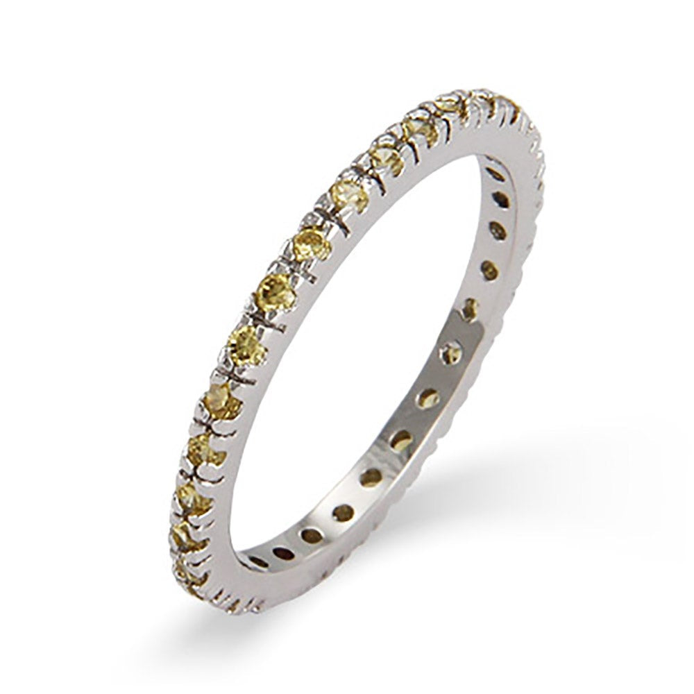 Citrine CZ Sterling Silver Stackable Eternity Band