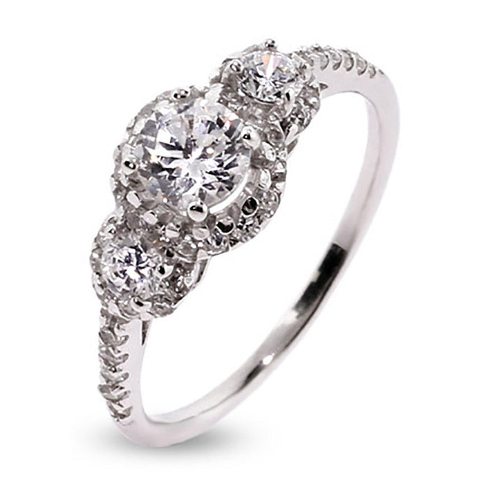 Petite Three Stone Sparkling Past, Present, Future Ring