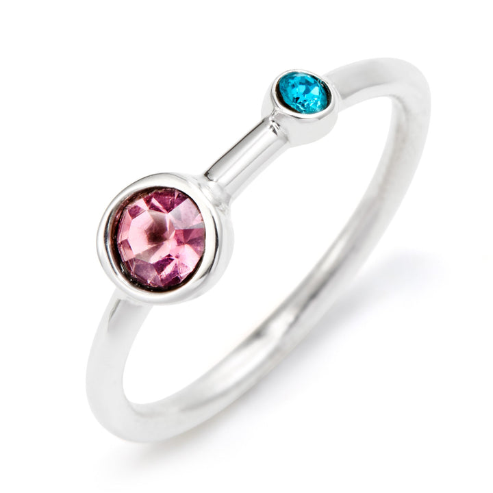 Mother and Child Custom Birthstone Silver Ring