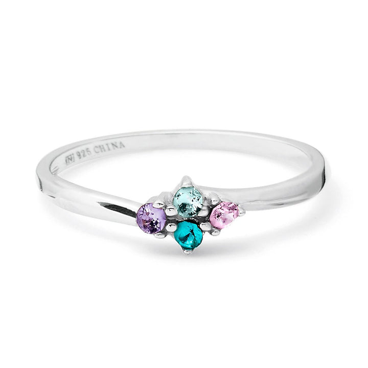 Petite 4 Stone Birthstone Silver Ring